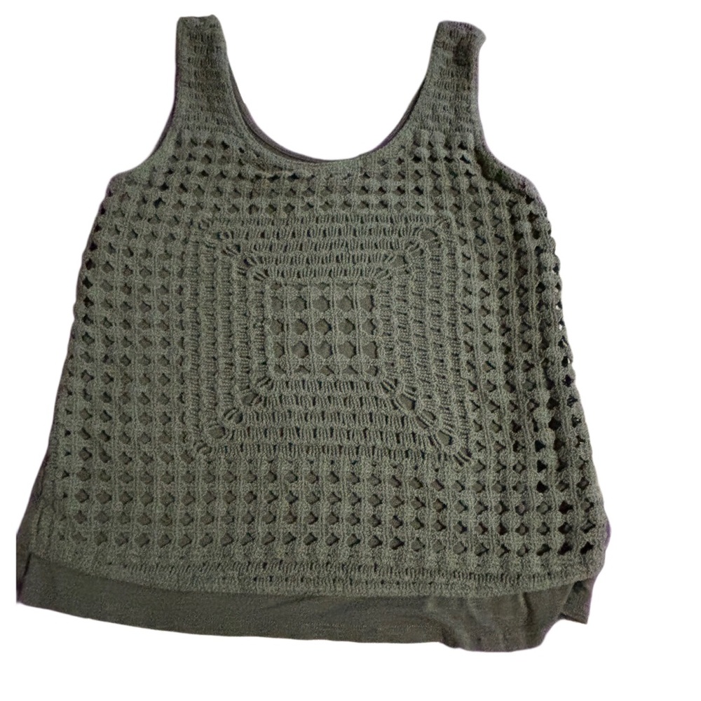 Maurice’s Olive Green Crochet Sleeveless Top Size L - Picture 4 of 8